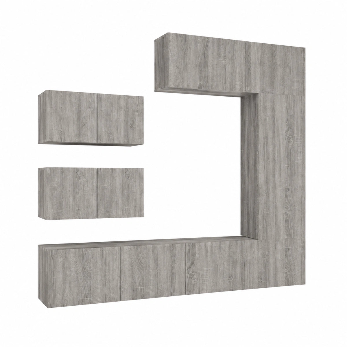 Armoire, 6 pièces, coloris gris, pour la chambre