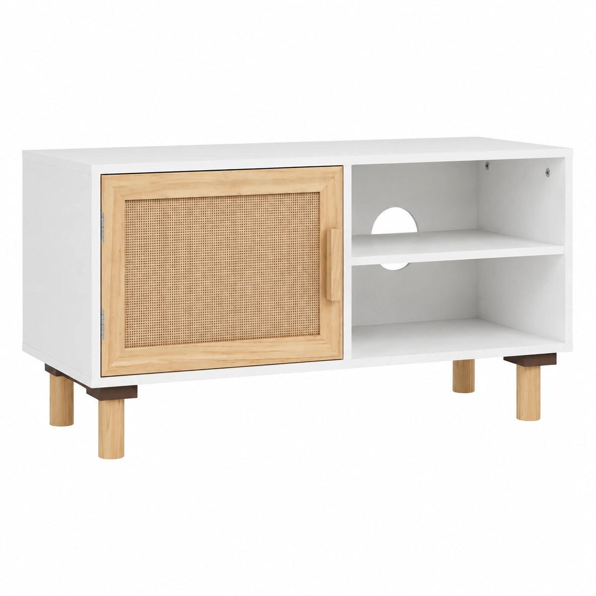Armoire, avec rangement, en résine tressée, 80 x 30 x 40 cm, coloris blanc et naturel, pour la chambre