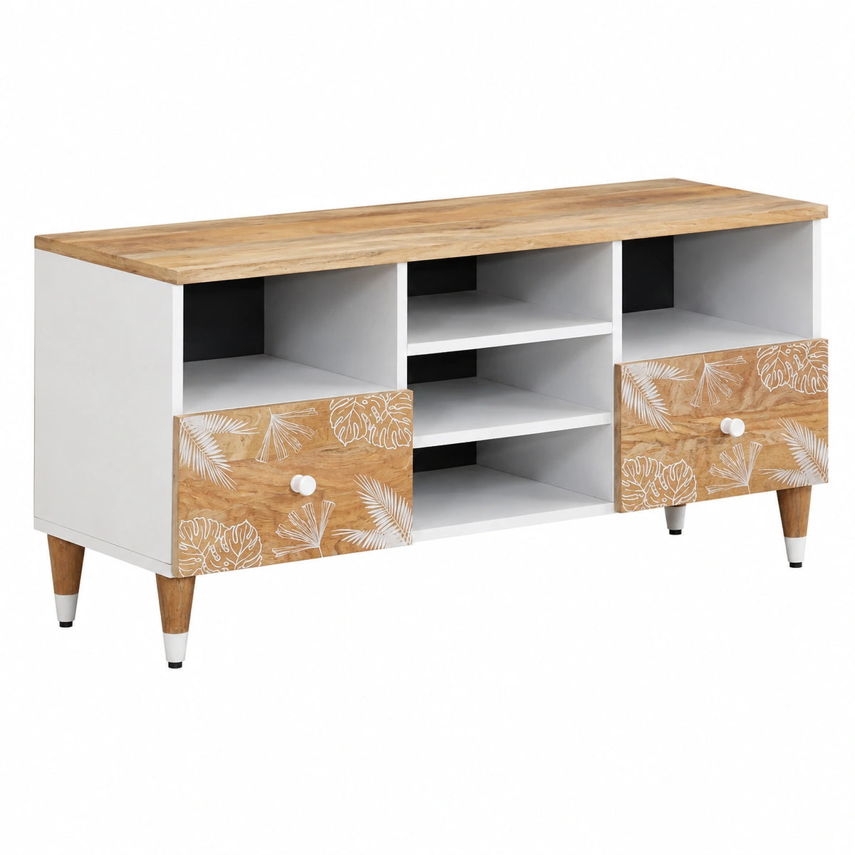 Meuble TV, en bois massif, 100 x 33,5 x 46 cm, pour le salon