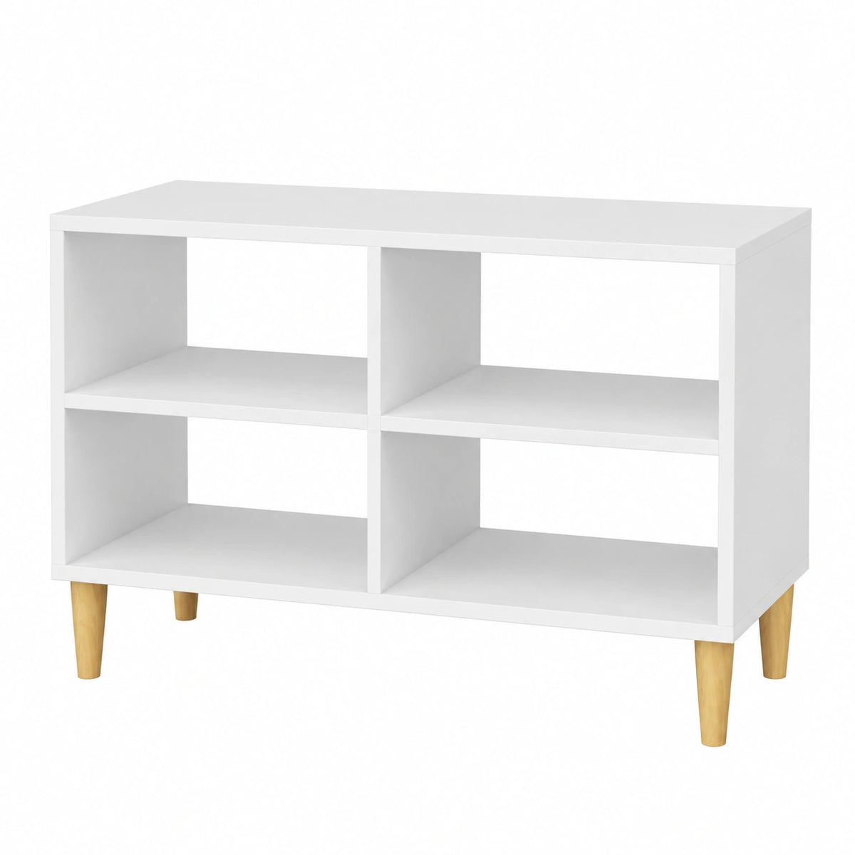 Meuble TV, en bois massif, avec rangement, coloris blanc, 69,5 x 30 x 50 cm, pour le salon