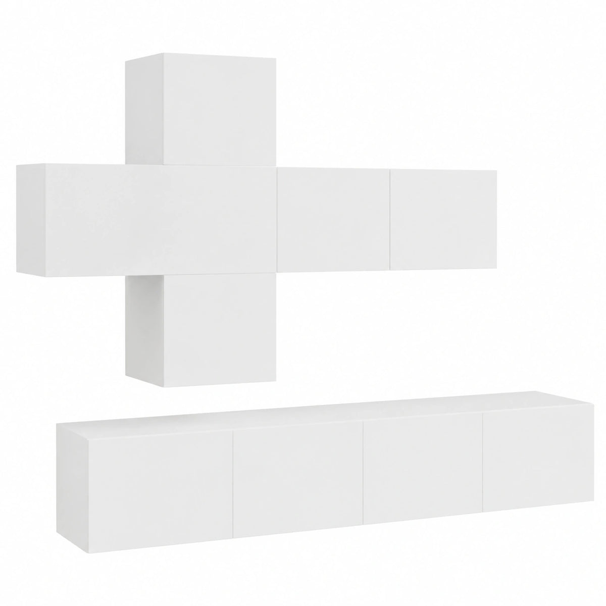 Armoire, coloris blanc, 7 pièces, pour la chambre