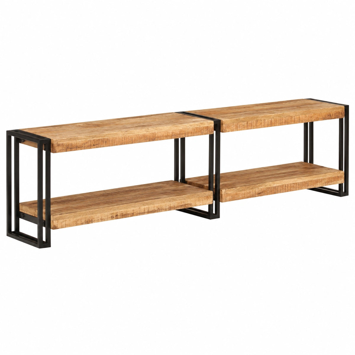 Meuble TV, avec rangement, en bois massif, 200 x 30 x 40 cm, pour le salon