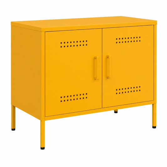 Armoire, en acier, coloris jaune, 68 x 39 x 50,5 cm, pour la chambre