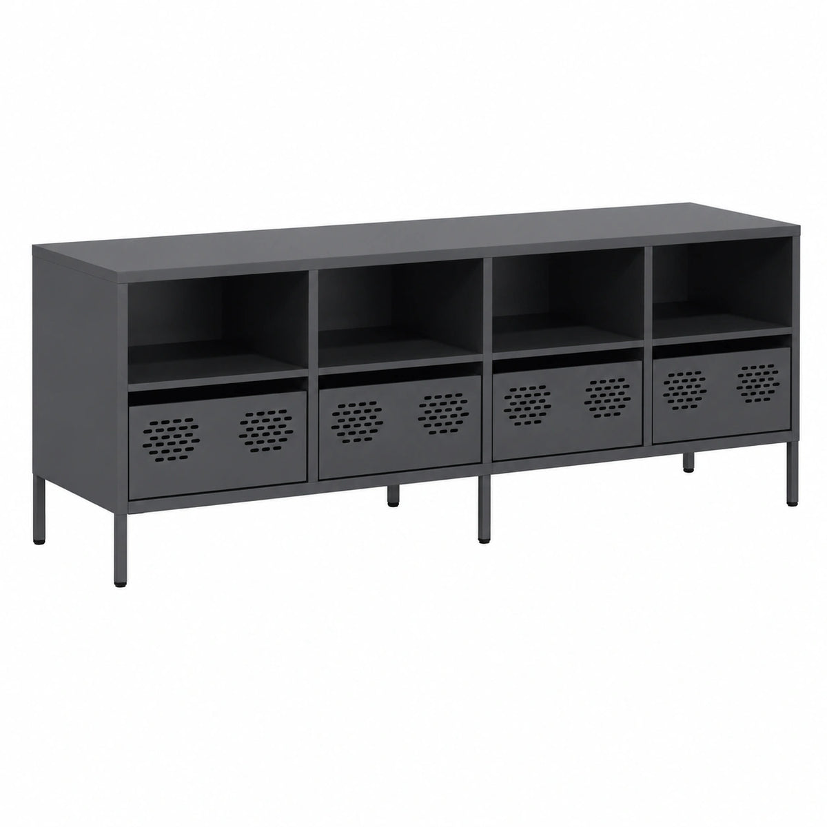 Armoire, en acier, 135 x 39 x 43,5 cm, coloris anthracite, pour la chambre