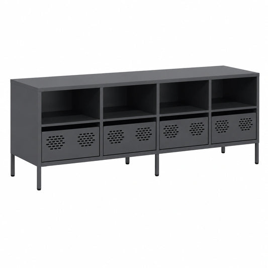 Armoire, en acier, 135 x 39 x 43,5 cm, coloris anthracite, pour la chambre