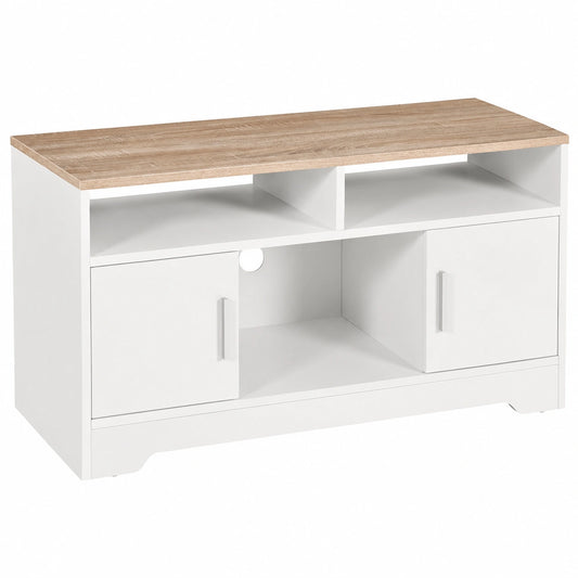 Meuble TV, avec rangement, coloris blanc, 105 x 40 x 52 cm, pour le salon