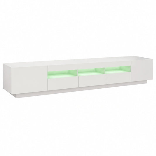 Meuble TV, 3 pièces, avec éclairage LED, coloris blanc, 260 x 35 x 40 cm, pour le salon